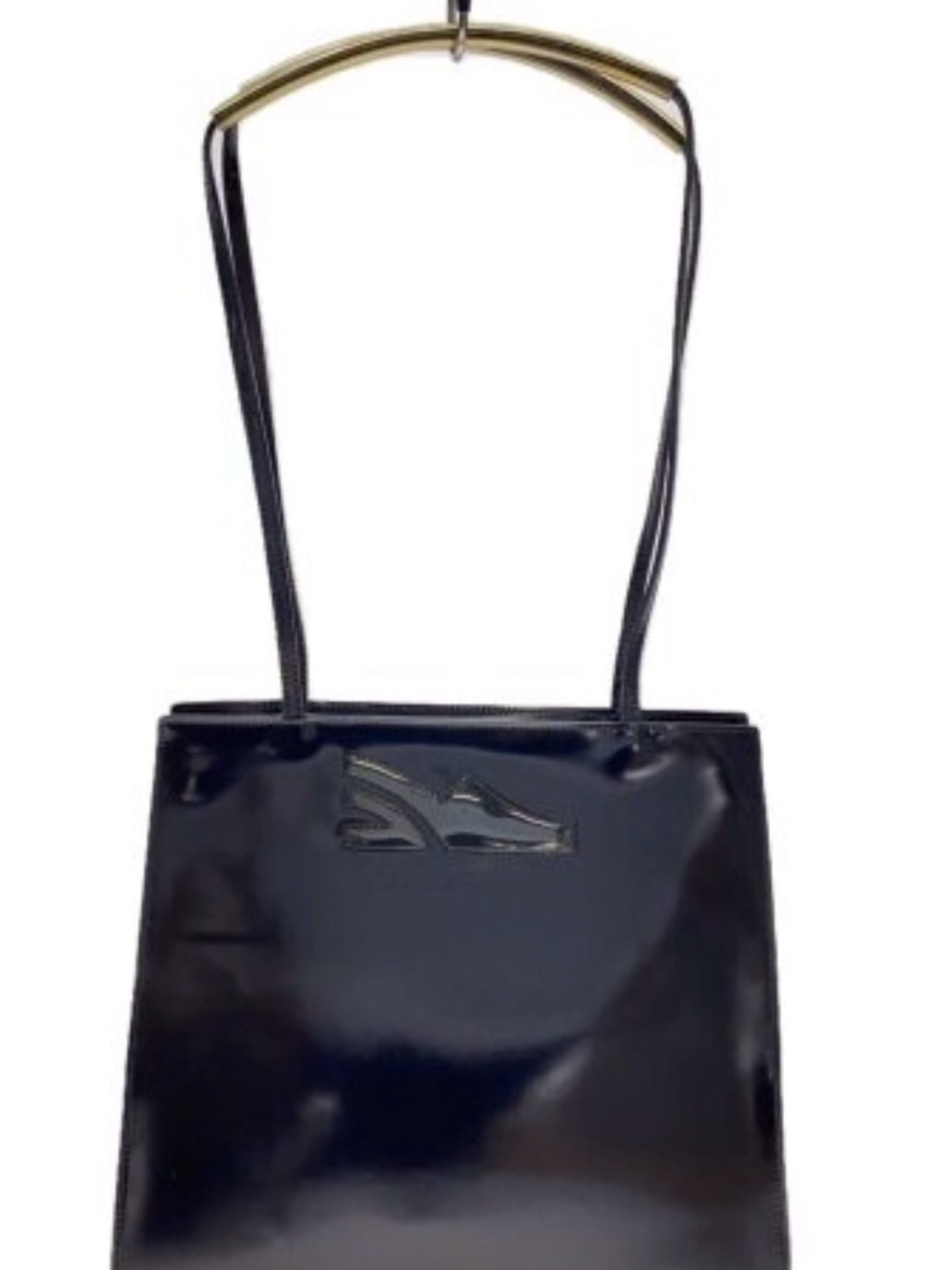 VINTAGE SALVATORE FERRAGAMO BLACK PATENT LEATHER TOTE
